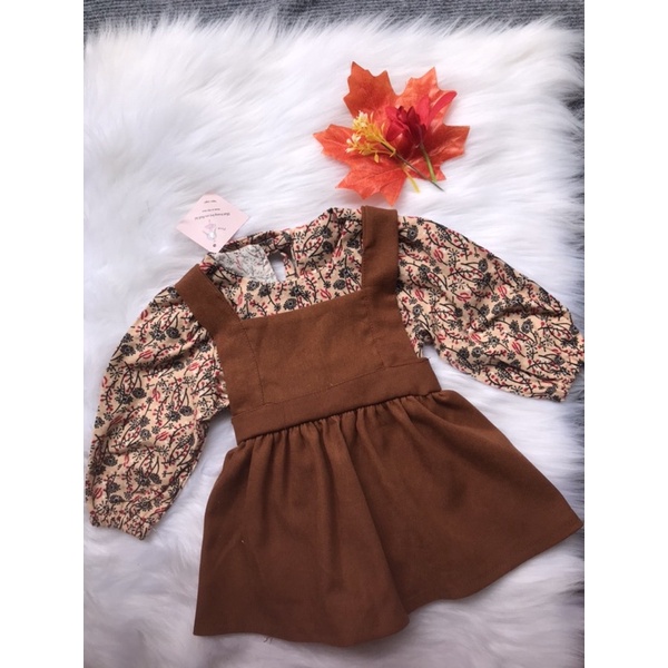 Váy yếm bé gái sét 2 chi tiết  💕 💕 LINA KIDS- yếm nhung áo hoa váy thu đông.