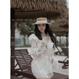 Set tơ áo cổ tim bèo quần short!