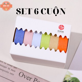 Washi tape 6 cuộn 💥 VINTAGE💥 1 hộp màu basic dùng để dán trang trí