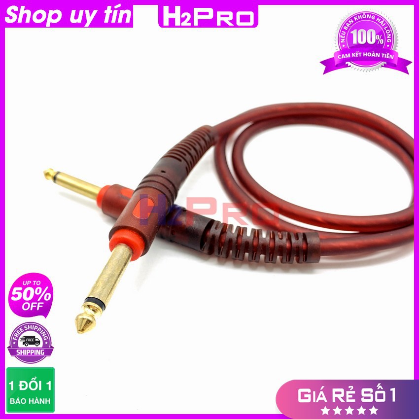 1 Dây Jack 6 Ly 2 Đầu Dài 80Cm Giắc Mạ Vàng-Chống Sôi Nhiễu, Dây 2 Đầu 6 Ly Thẳng Cao Cấp Cho Micro, Guitar-H2pro Audio