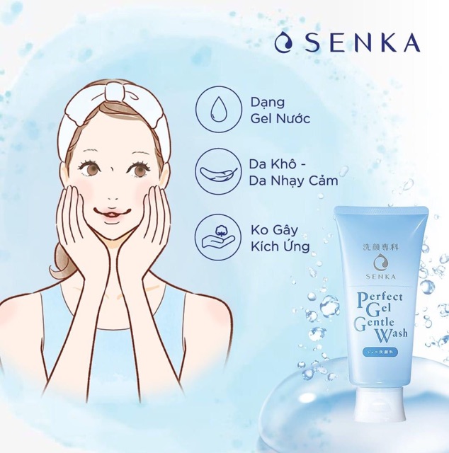 Gel rửa mặt dịu nhẹ dành cho da nhạy cảm Senka Perfect Gel Gentle Wash (100g)_