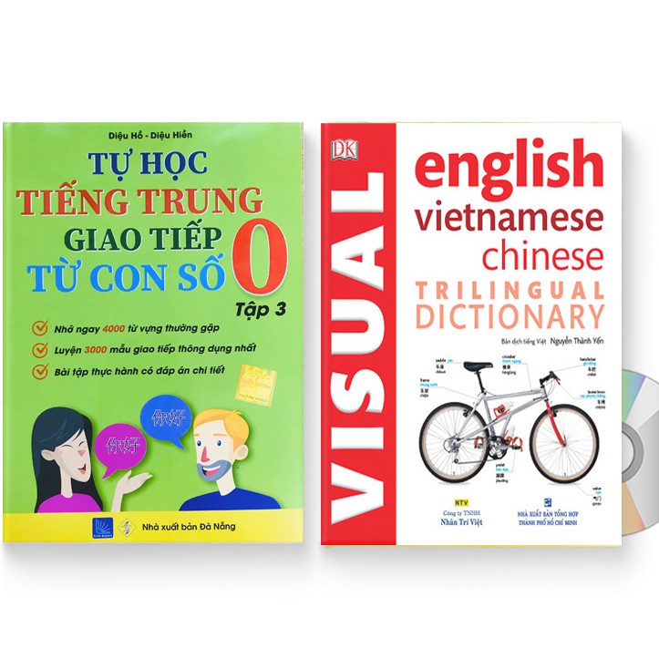 Sách - Combo: Tự Học Tiếng Trung Giao Tiếp Từ Con Số 0 Tập 3 + Từ điển hình ảnh Tam Ngữ Trung Anh Việt + DVD quà