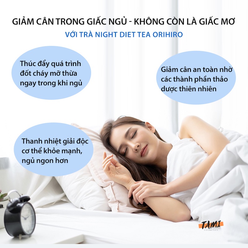 Trà giảm cân Night Diet Tea Orihiro Nhật Bản thải độc cơ thể và cải thiện chất lượng giấc ngủ gói 24 túi lọc TM-OR-NI01