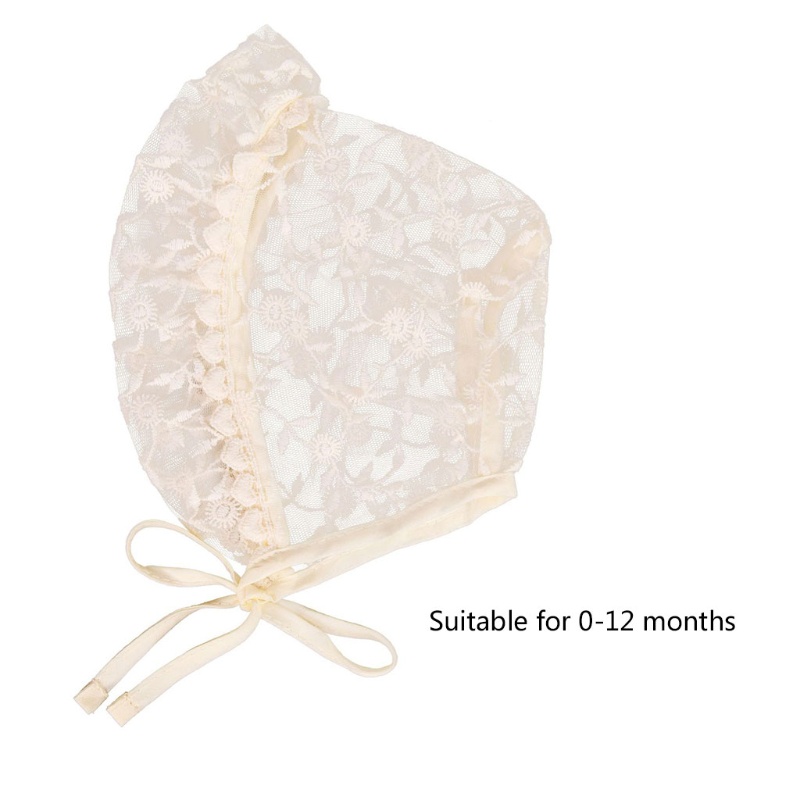 Mũ Trùm Đầu Vải Cotton Phối Ren Hoa Làm Phụ Kiện Chụp Ảnh Cho Bé Sơ Sinh