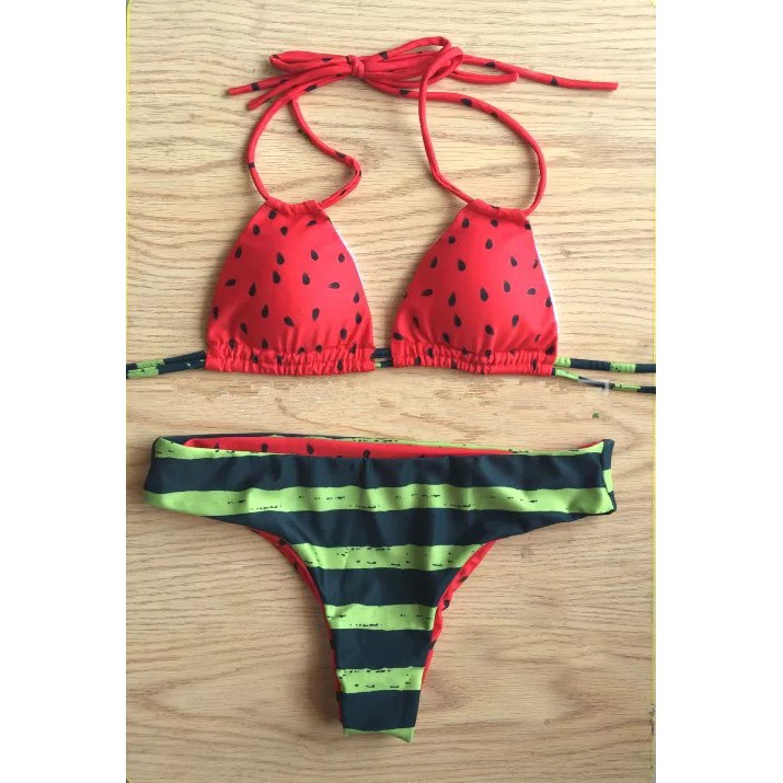 [BKN169] &lt;ÂU&gt; SET BIKINI DƯA HẤU QUẦN THONG/LỌT KHE