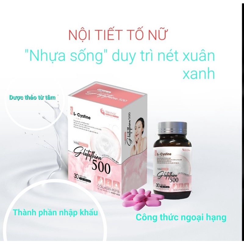 Viên uống sáng da Glutathione ngày thứ 21 Glutathione Tâm Phúc làn da căng tràn, sáng mịn Collagen Nhật Bản
