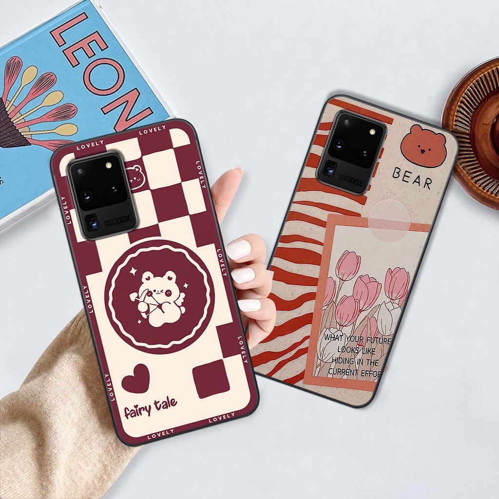 Ốp Samsung S20 Ultra gấu Bear rick caro vuông thời trang siêu đẹp