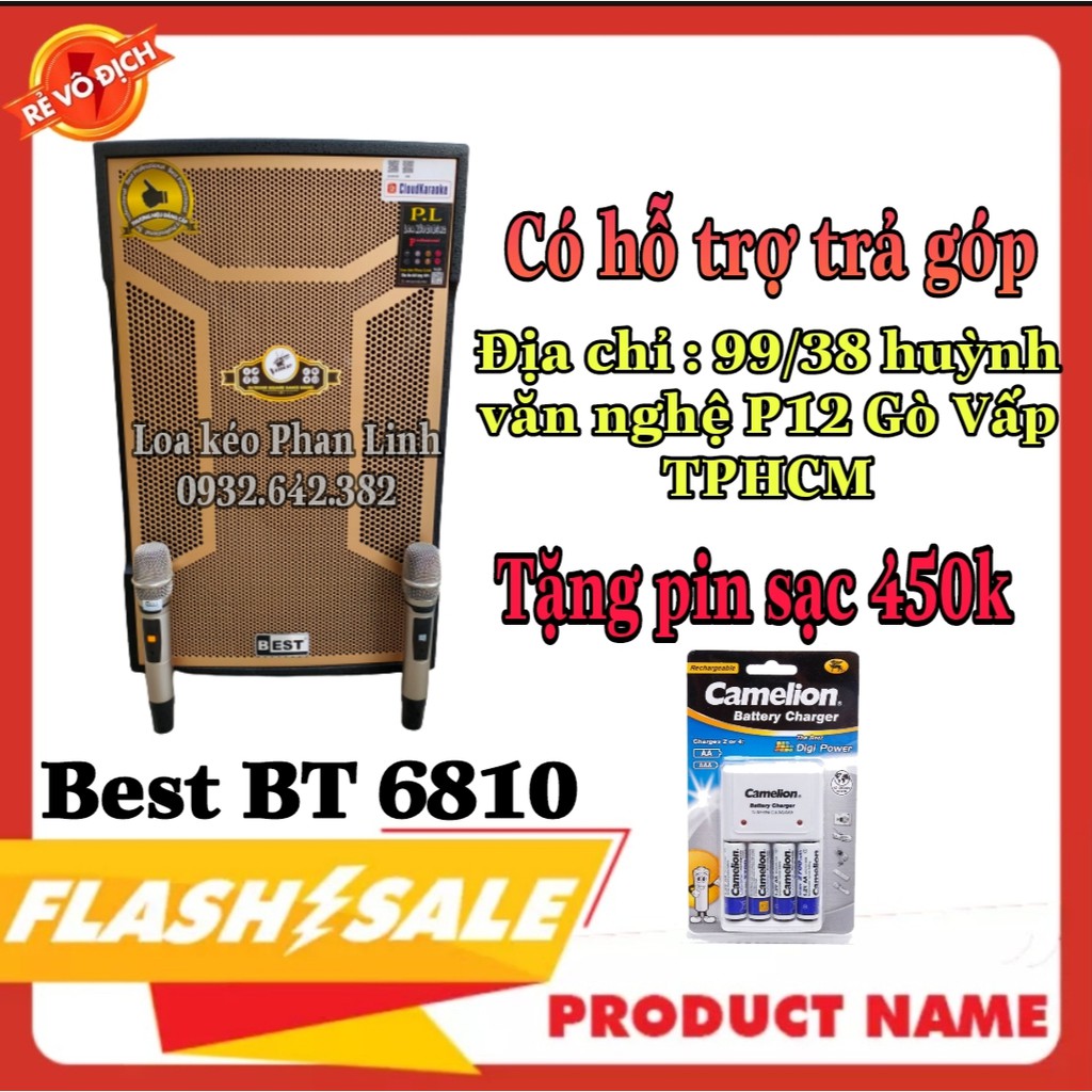 Loa kéo di động Best BT 6810 bass 4 tất kèm bộ pin sạc micro