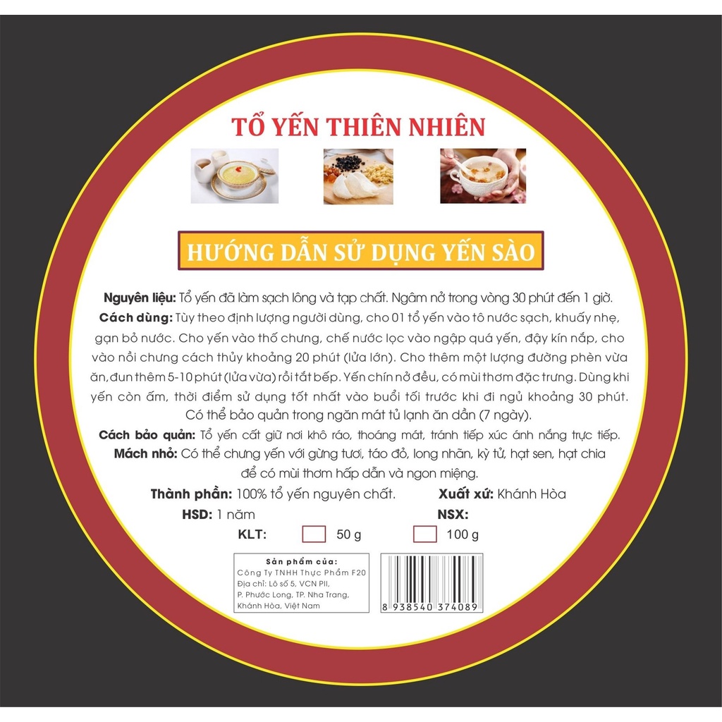 20gr Yến tổ thô vỡ miếng 2/3 tặng táo đỏ, đường phèn, hạt chia