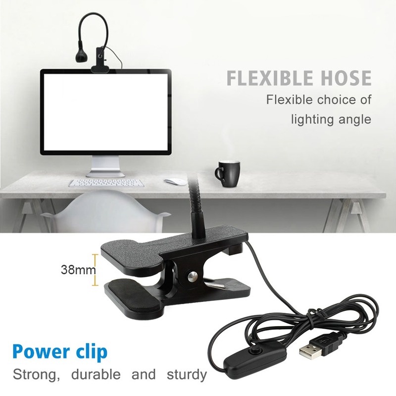 Đèn LED Để Bàn Đọc Sách Bảo Vệ Mắt Sạc Cổng USB Có Kẹp Tiện Dụng