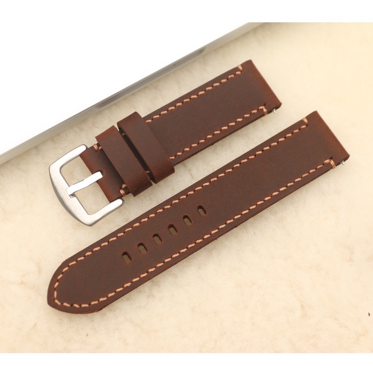 Dây Đồng Hồ Da Bò Sáp 2 Lớp Handmade