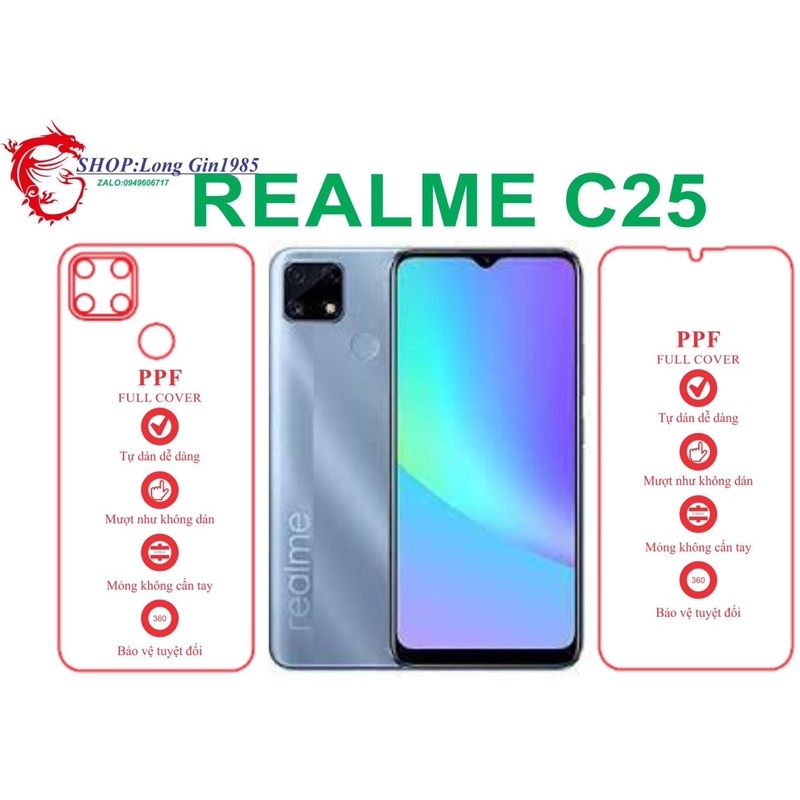 Realme C25 miếng dán trong Ppf mặt sau và mặt trước chống va đập chống trầy xước