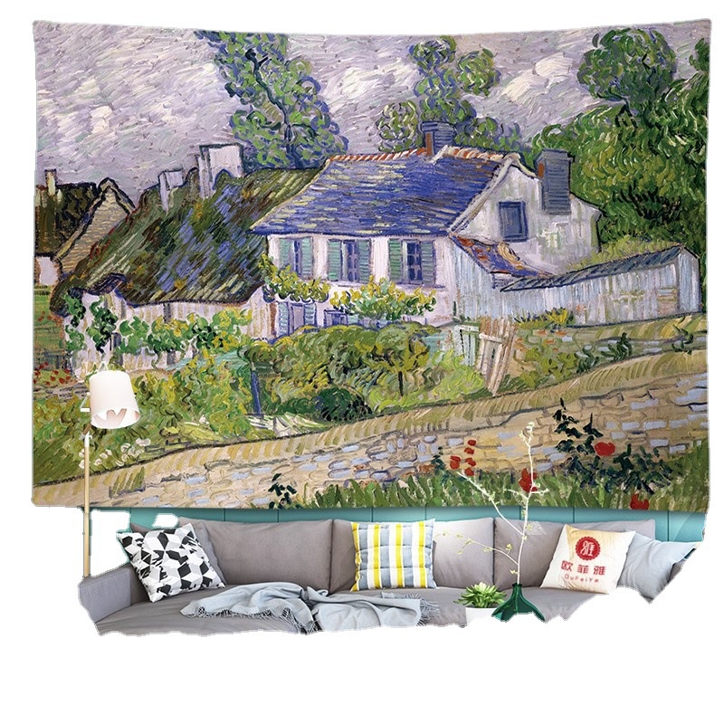 Thảm Treo Tường Họa Tiết Tranh Sơn Dầu Van Gogh Phong Cách Châu Âu