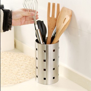 Ống Lọ Cắm Đũa thìa muỗng tròn Inox 304 có đế dày dặn đẹp , Cắm đồ dụng cụ pha chế , ống đựng đủa inox lổ tròn