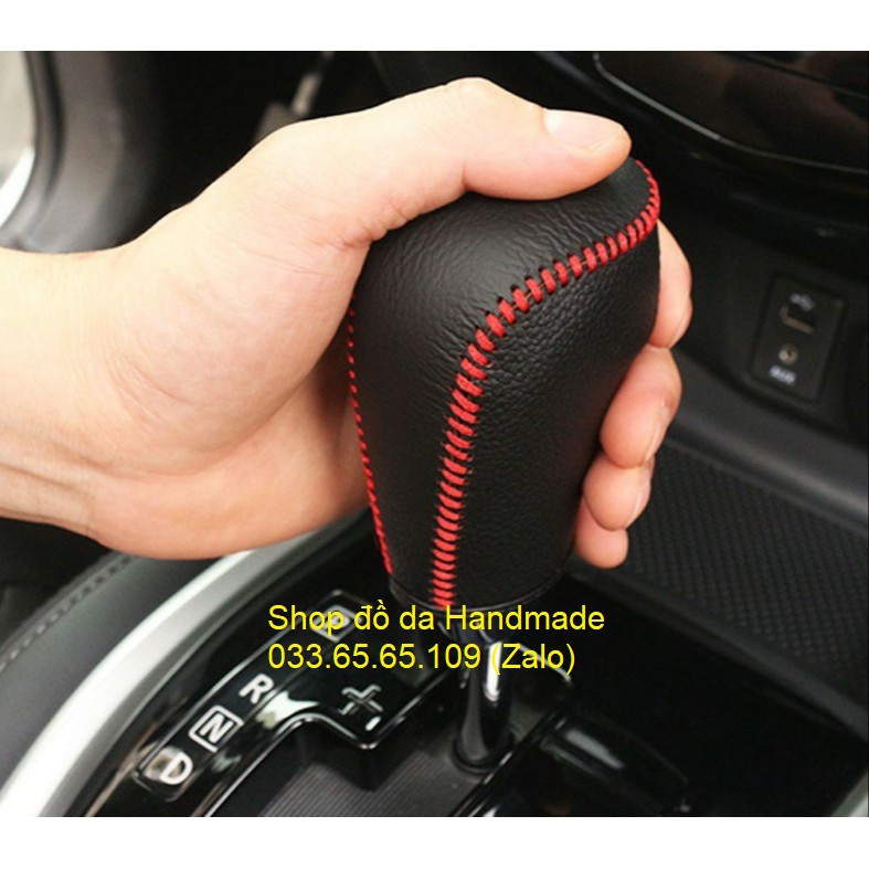Combo bọc cần số+phanh tay xe Nissan Xtrail, Navara  bằng da bò, bảo hành 12 tháng