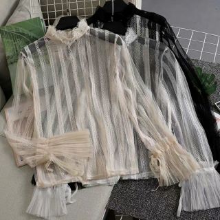 Áo ren mỏng tay bồng( Hàng order ) hagauorder