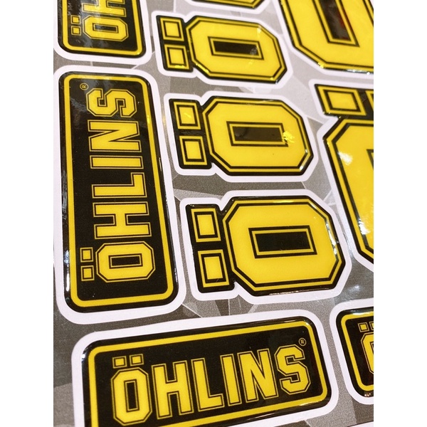 Decal tem nổi dán xe máy mẫu Ohlins vàng cao cấp dán xe máy, ô tô, mũ bảo hiểm chống thấm nước, chống bay màu