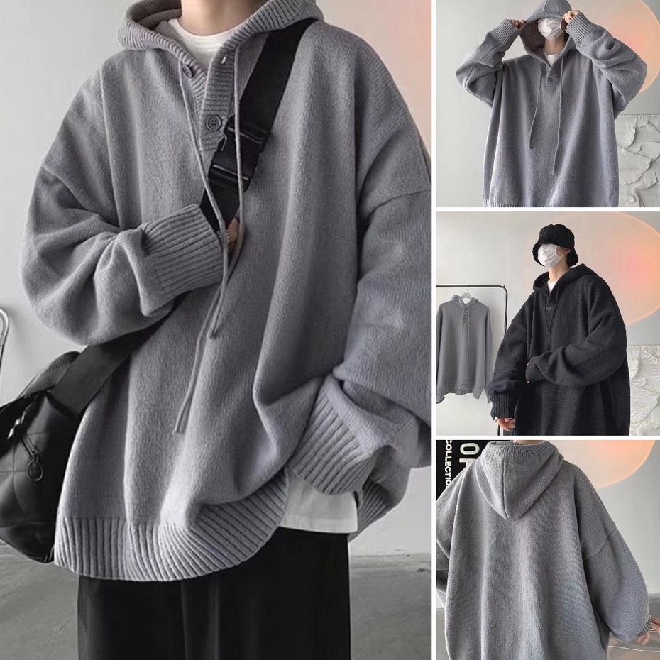 【M-5XL】Áo hoodies màu trơn thời trang đơn giản có nón vải nỉ dáng rộng Áo len nam form rộng Áo len nữ form rộng áo len nam cao cấp Áo hoodie nữ form rộng dày