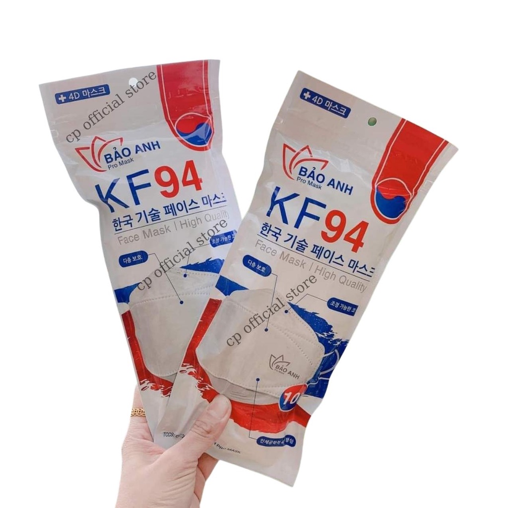 Khẩu trang y tế 4D Bảo Anh KF94 1 thùng 300 chiếc chính hãng chống bụi kháng khuẩn