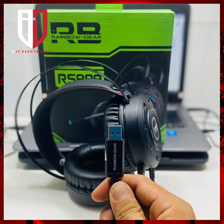Tai nghe chụp tai gaming headphone có dây chính hãng Rainbow-Gear RS989 7.1 máy vi tính laptop