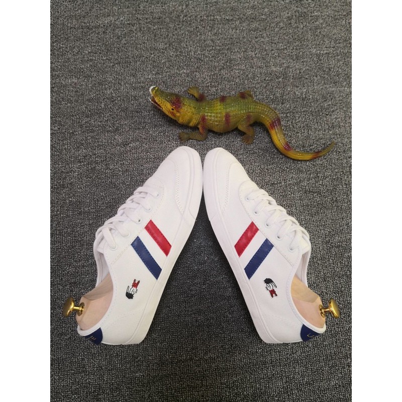 giày thời trang vải đế nhựa thêu hoạ tiết hình cá sấu lacoste