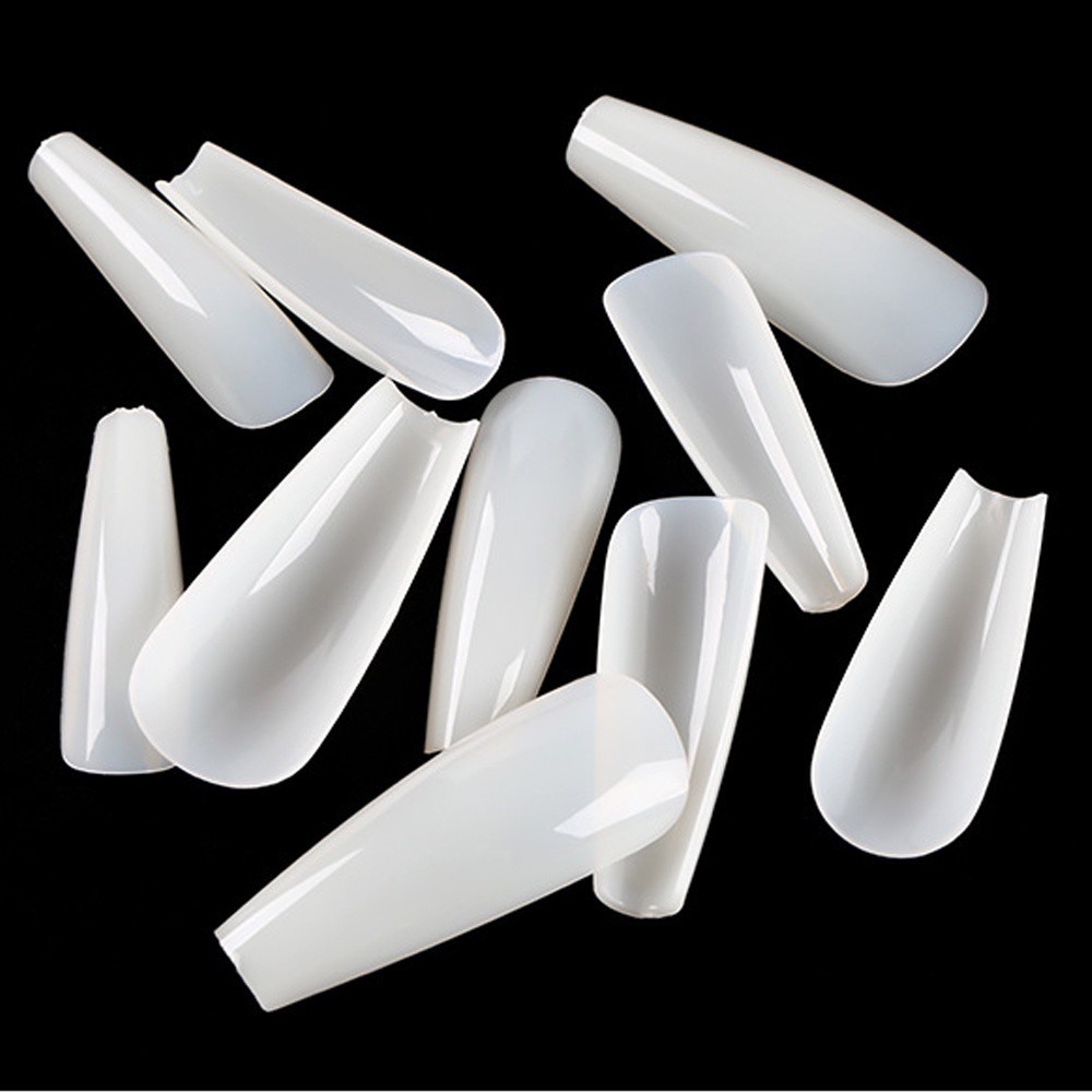 [Hàng mới về] Set 100 móng tay giả acrylic trong suốt để trang trí nối móng nghệ thuật