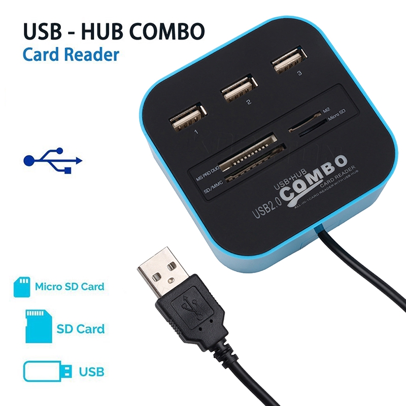 Bộ Chia Đầu Kebidumei Tích Hợp Khe Đọc Thẻ Nhớ và 3 Cổng Usb 2.0