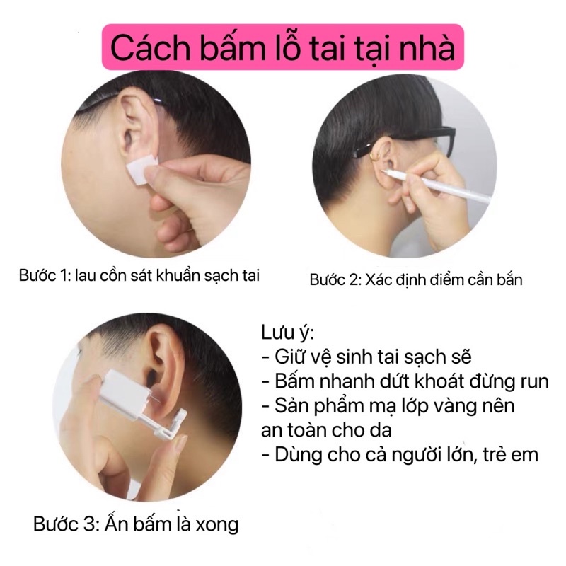 Bấm lỗ tai không đau cho bé người lớn vô trùng hàng chuẩn DaLiA Jewelry dùng 1 lần bấm khuyên tai trẻ sơ sinh tại nhà