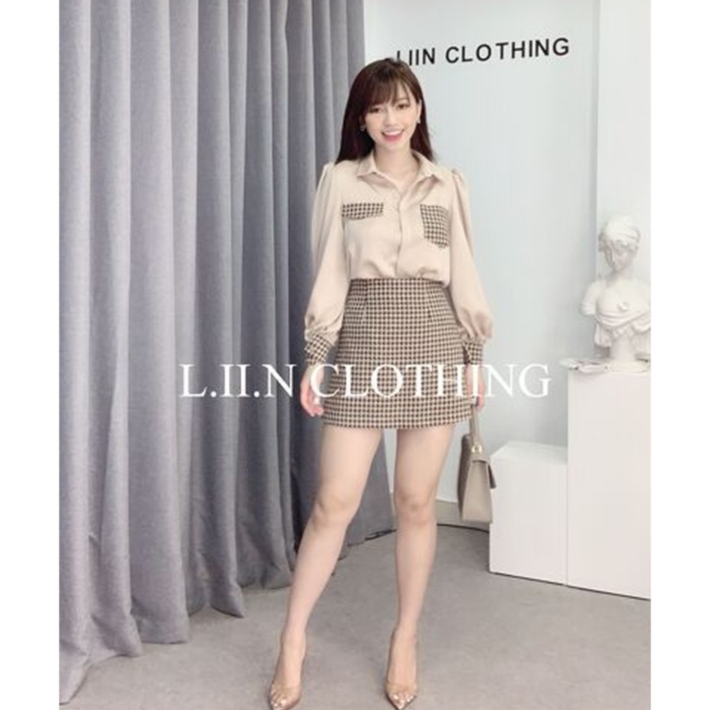 [Mã WABRM50 giảm 15% đơn 99k] Áo sơ mi nữ hàn quốc Linbi màu be, vải cao cấp không nhăn liin clothing SM3017