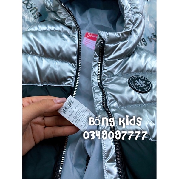 Áo Gile Phao Hoodie Bé Gái Metallic Phối Đen Futurino