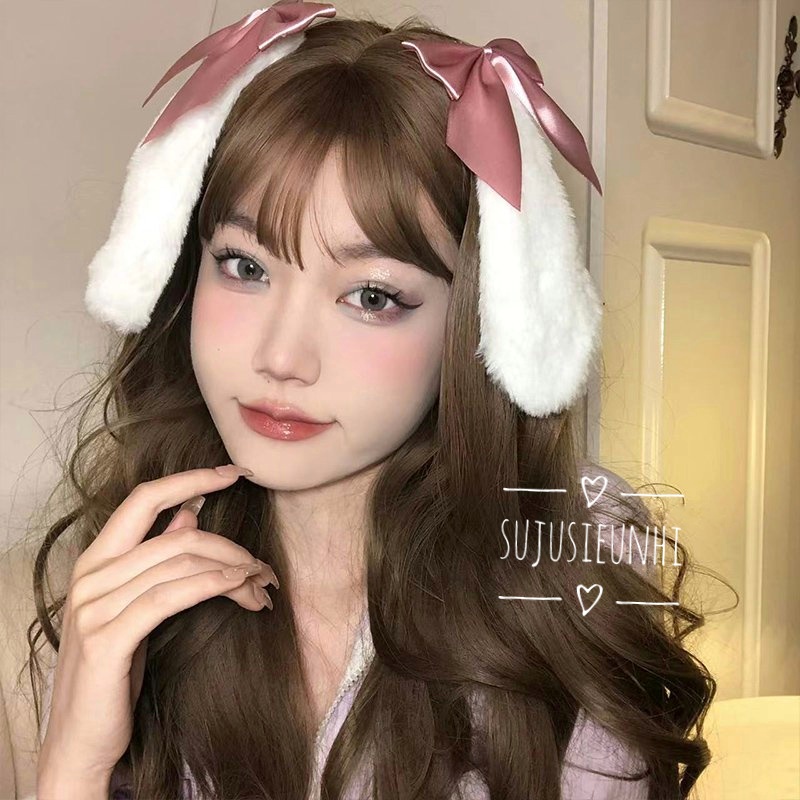 (2 size- đủ màu) kẹp tóc tai thỏ bông mềm mại đính nơ phong cách lolita