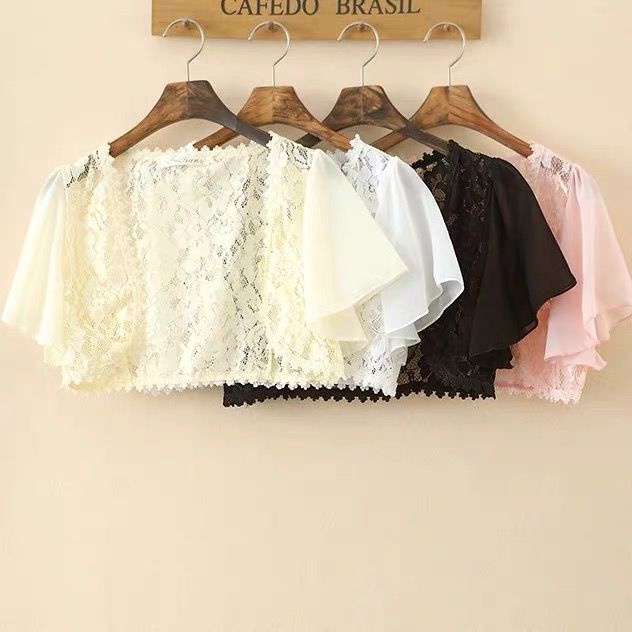 Kanavi Áo Khoác Ren Mỏng Màu Trơn Phong Cách Hàn Quốc Cho Nữ