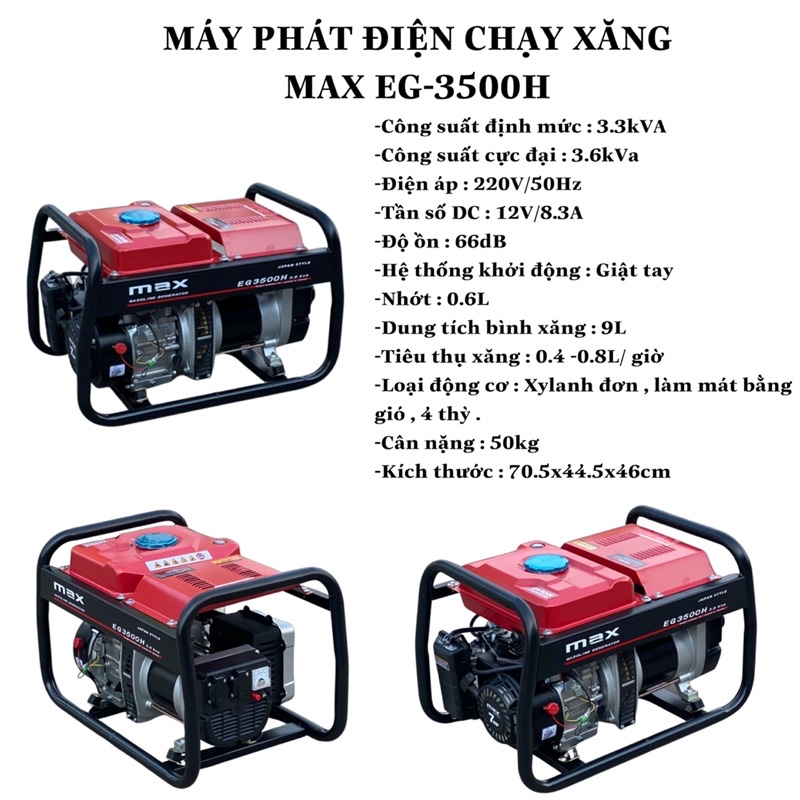 Máy Phát Điện Max EH3500H ( Xanh - Đỏ)