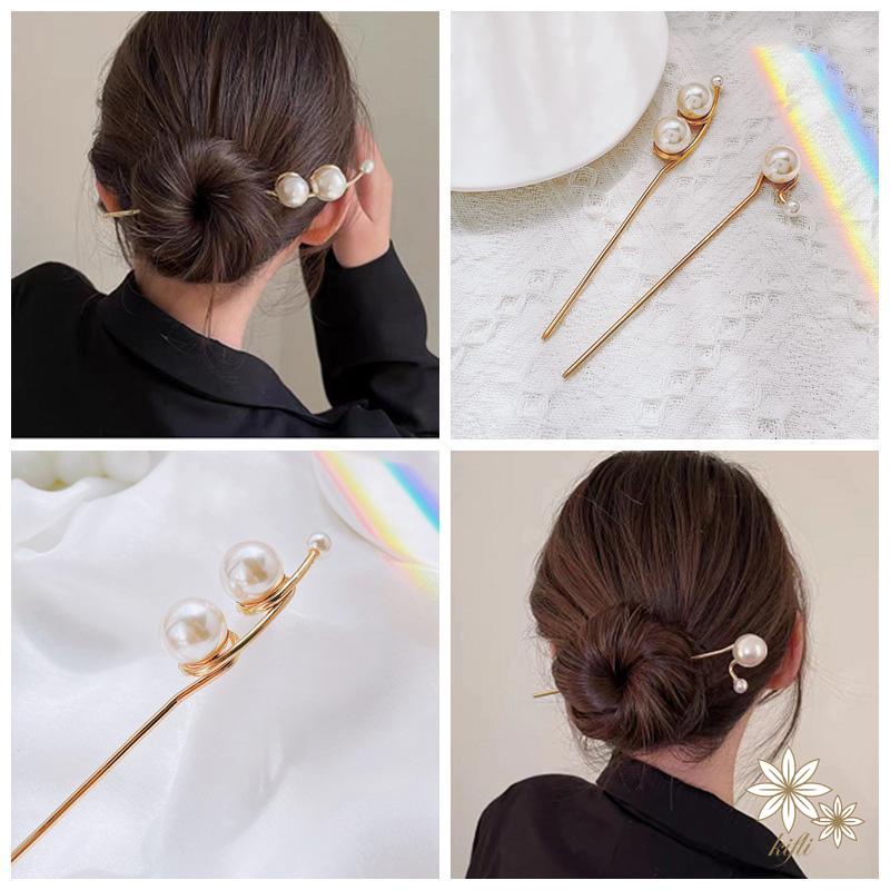 Trâm Cài Tóc Chữ U Đính Ngọc Trai Phong Cách Vintage