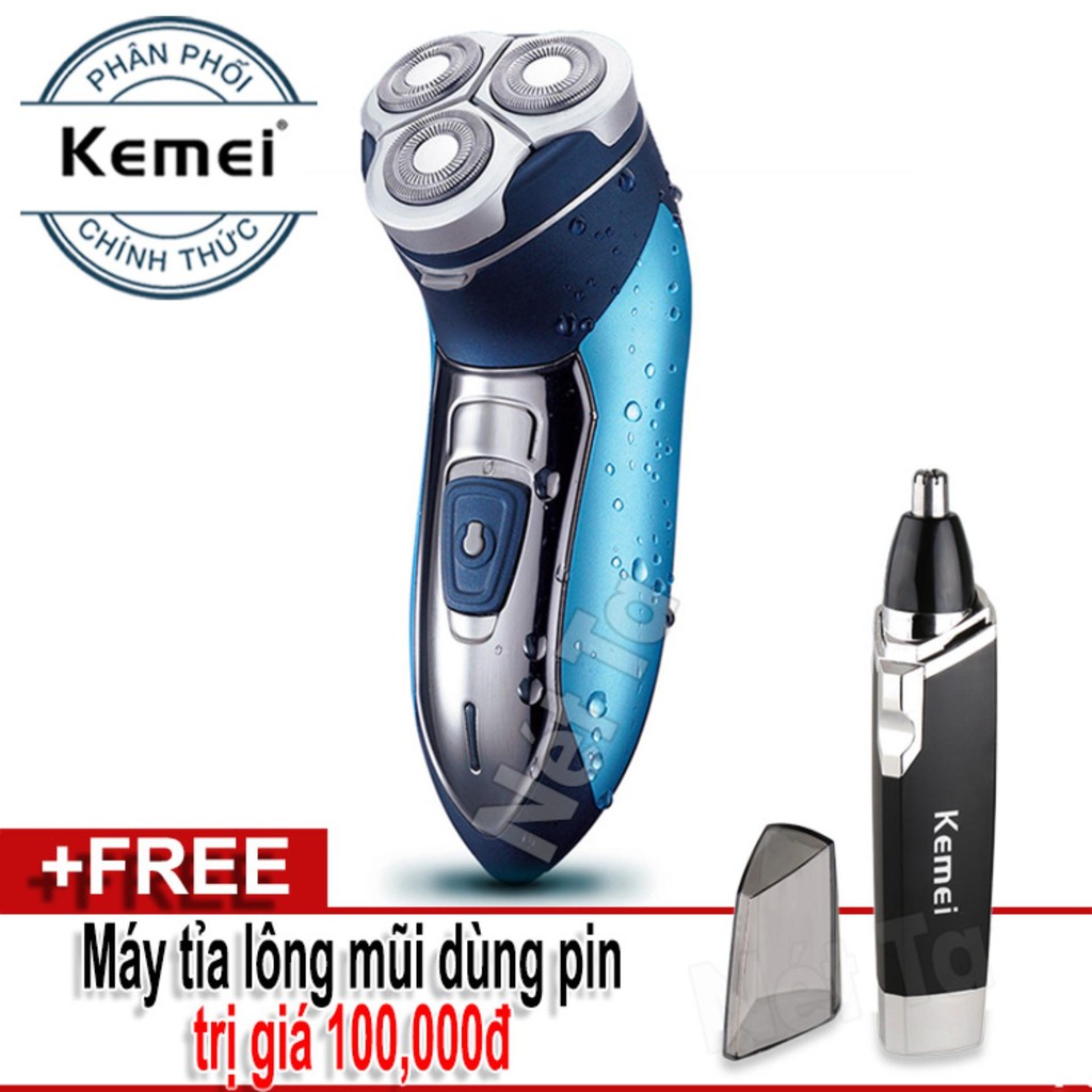 Máy cạo râu cao cấp Kemei KM-7390 tặng kèm máy tỉa lông mũi cao cấp KEMEI trị giá 100000