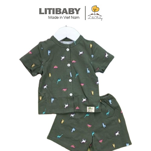 Bộ sơ sinh cotton côc tay cài cúc bé trai size 3-18M, cho bạn từ 4-10kg. Chất cotton mỏng, nhẹ, thương hiệu litibaby