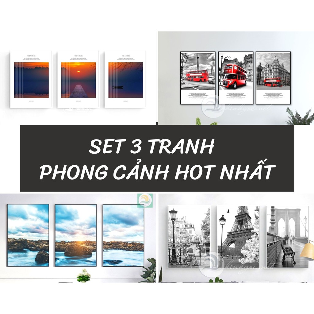 TỔNG HỢP SET 3 TRANH treo tường PHONG CẢNH trang trí phòng khách phòng ngủ - JUN