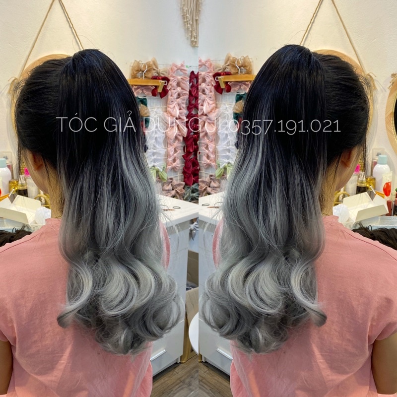 N53 ngoặm tóc giả ombre xám khói