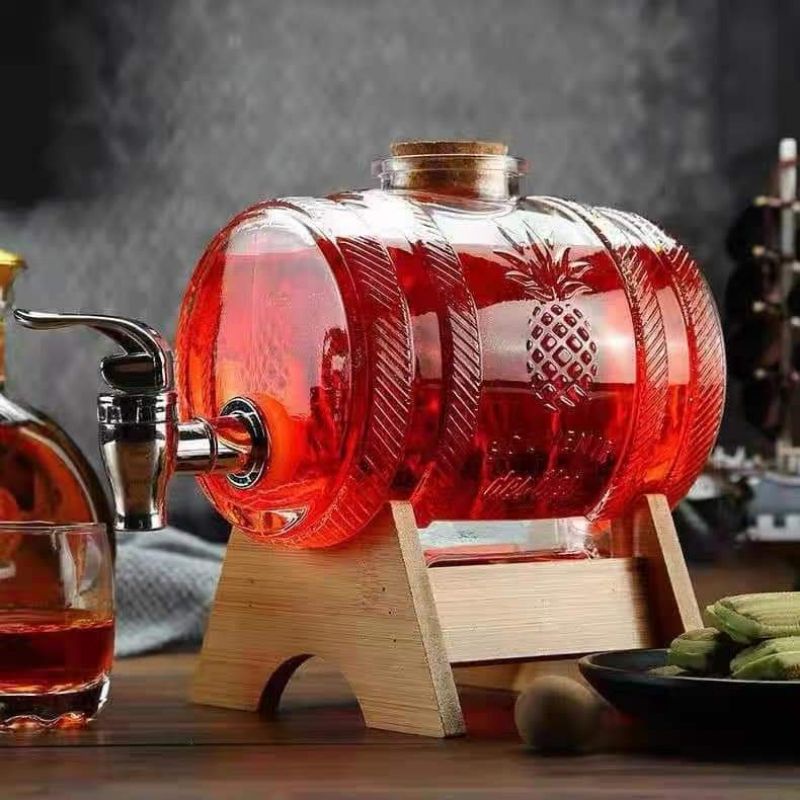 BÌNH THỦY TINH trữ rượu 1000ml có vòi +đế