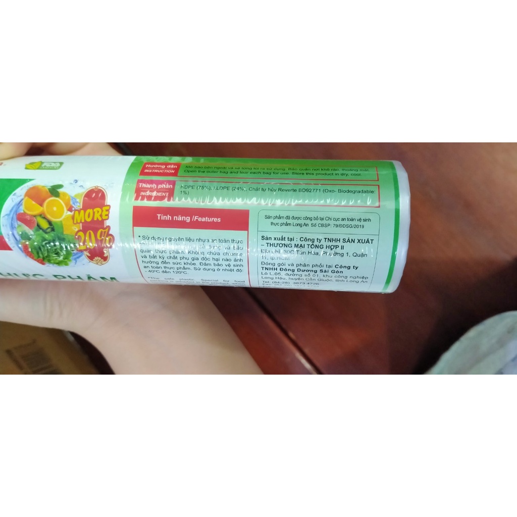 Túi đựng nylon siêu thị phân huỷ sinh học Laspalm đủ size