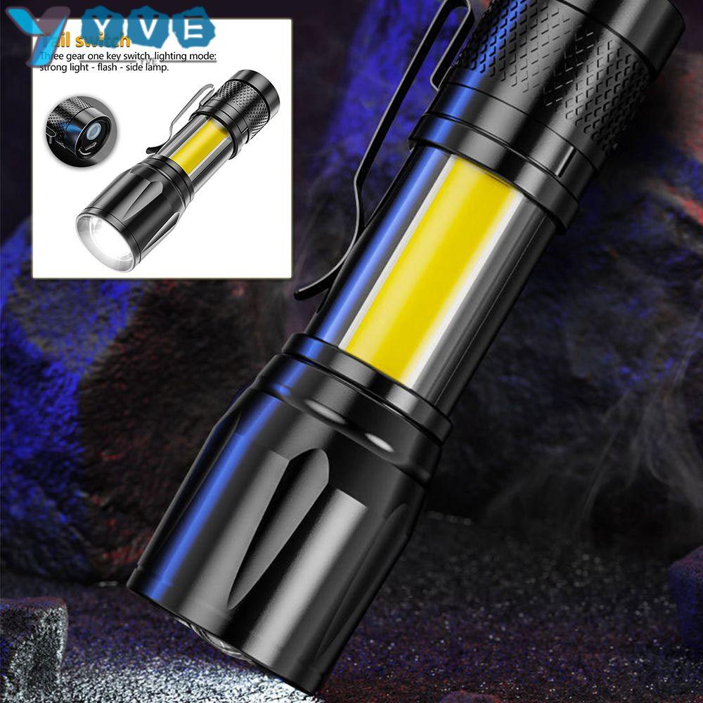 Đèn Pin Bóng LED Sạc USB Màu Đen Tiện Dụng Mang Theo Du Lịch Cắm Trại