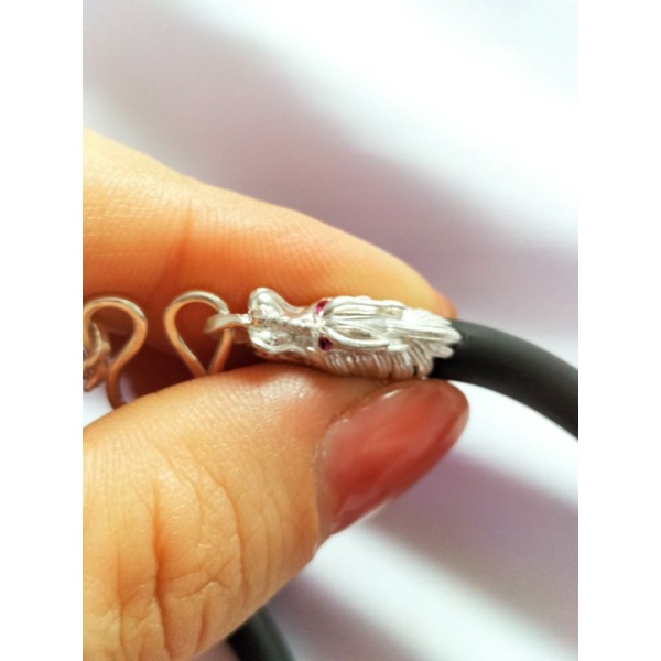 Vòng đeo cổ nam size 5li cao su bọc đầu rồng bạc 925 vĩnh viễn bảo hành đẳng cấp thời trang tiện lợi