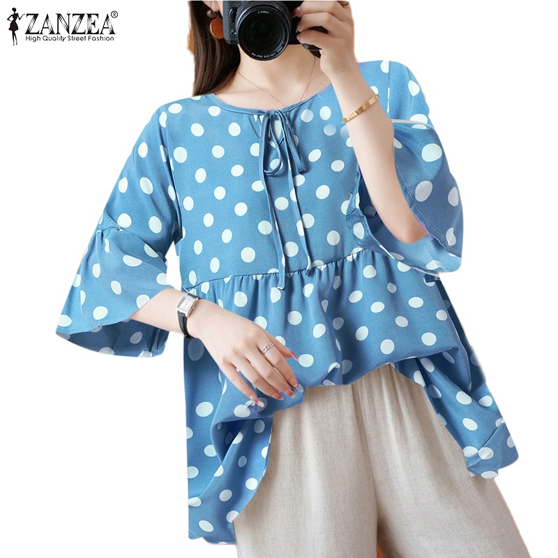 Zanzea Áo Nữ Tay Dài Chấm Bi Thời Trang