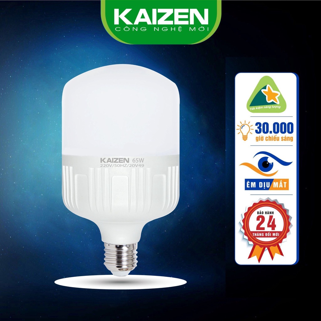 Bóng Đèn Led Trụ Nhựa KAIZEN Siêu Tiết Kiệm Điện Năng, Led Trụ Công Suất Lớn