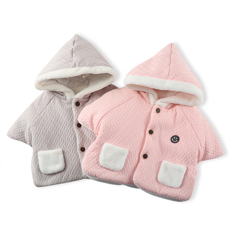 Áo khoác nỉ bông lót lông dày ấm tay ngắn cho bé dễ vận động