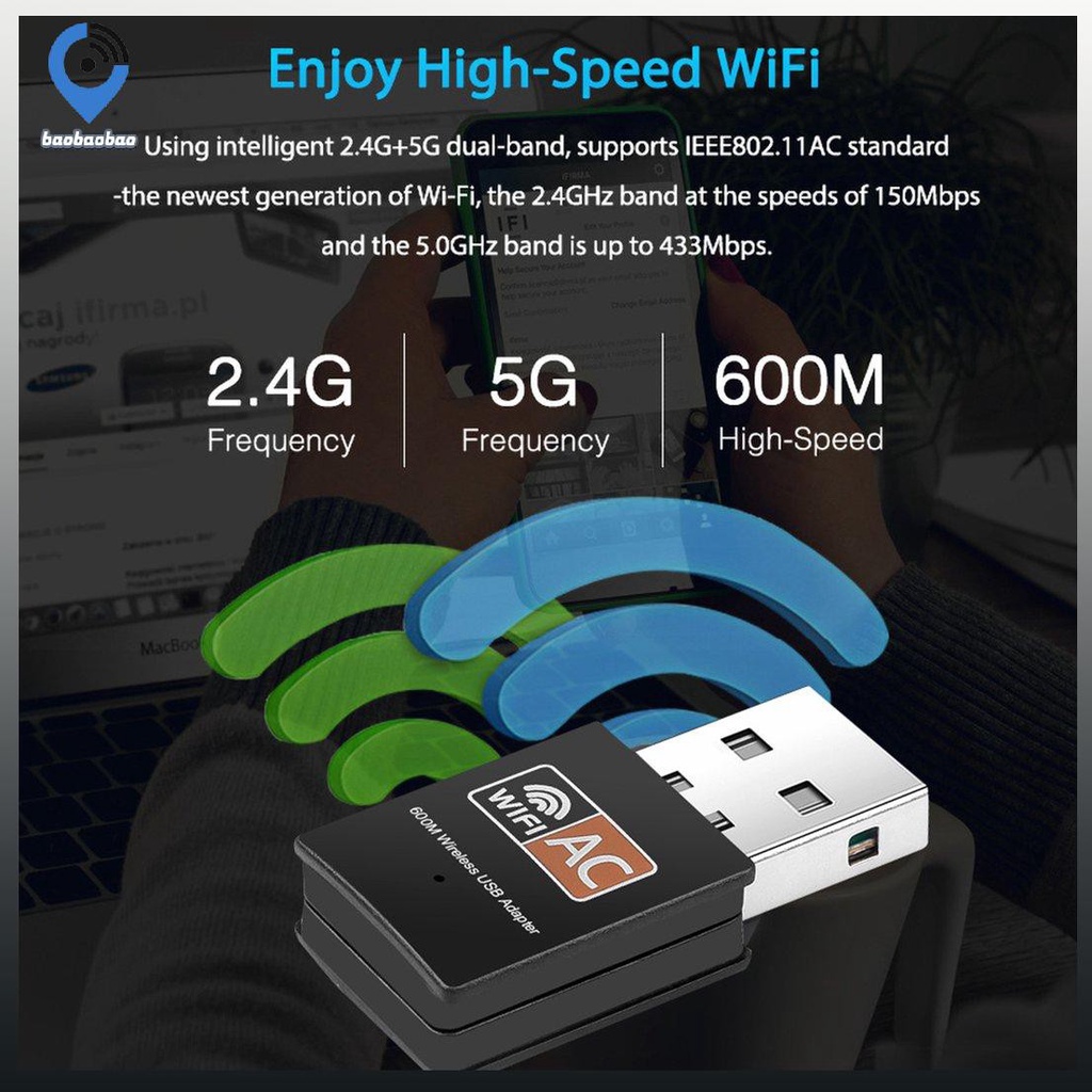 Usb Wifi 6.6) Ac 600mbps Usb 2.0 Mini Cho Laptop Và Máy Tính