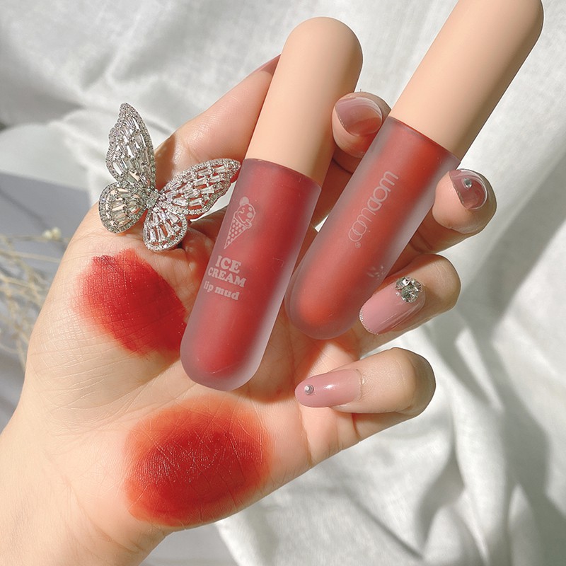 WODWOD Ice cream lip white light matte soft mist caramel orange brown milk tea mousse lip glaze techo | BigBuy360 - bigbuy360.vn