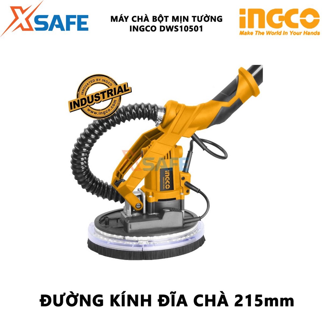 Máy chà bột mịn tường INGCO DWS1050 công suất 1050W tốc độ không tải 600-2300 rmp, đường kính đĩa chà 215mm - chính hãng