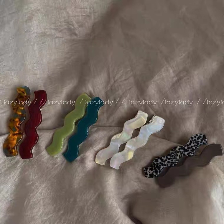 Set 2 Kẹp Tóc Mỏ Vịt Gợn Sóng Nhiều Màu