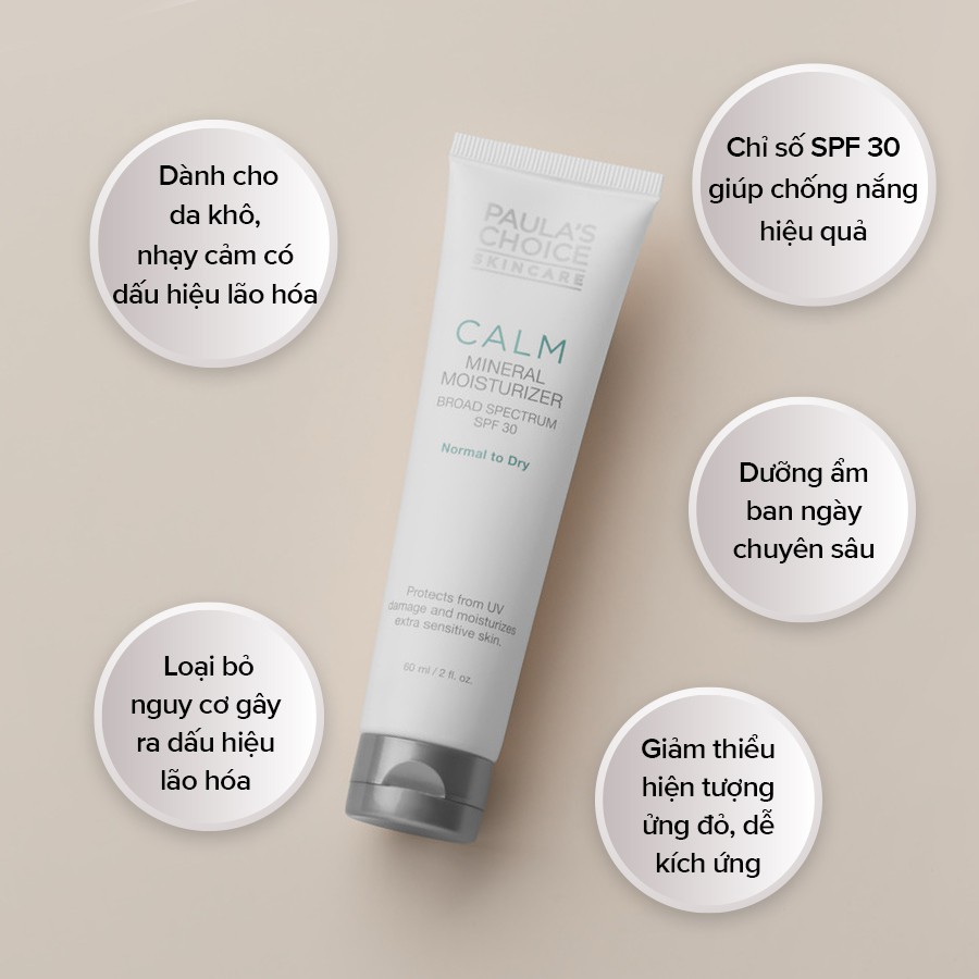 [AUTH] Kem Chống Nắng - Paula’s Choice Calm Mineral Moisturizer Spf 30 Nomal to Dry 60ml